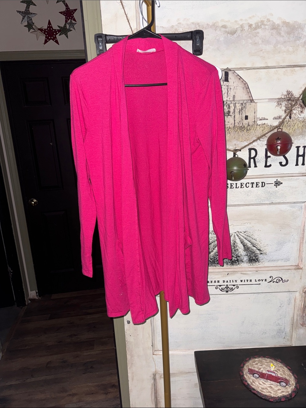 Zenana Outfitters Open-Front Fuchsia Cardigan
